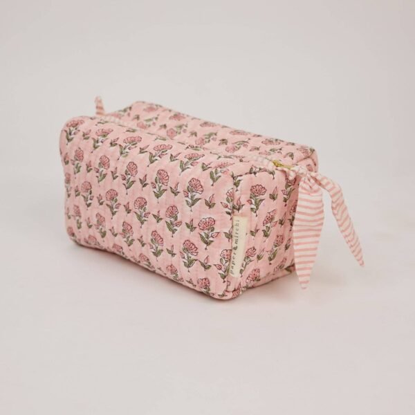 Paper Mirchi - Organic Cotton Toiletry Bag - Ditsy Floral Blush