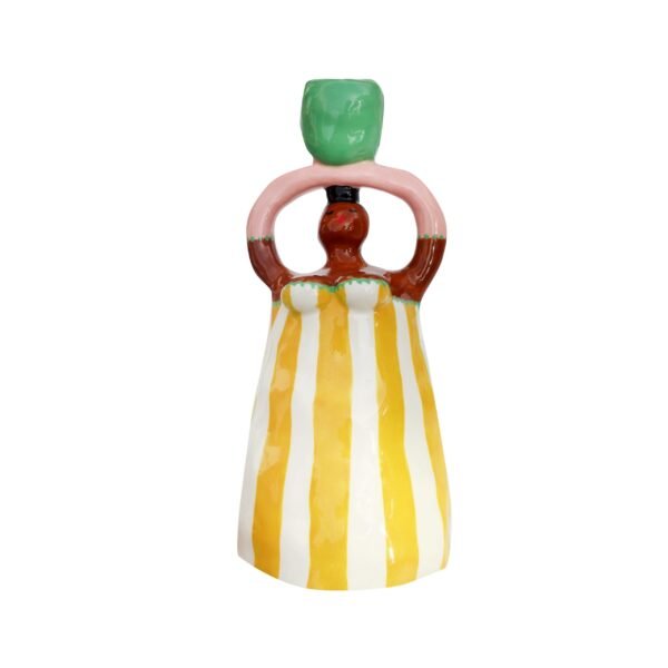 LAETITIA ROUGET Nina Yellow Stripe Candleholder